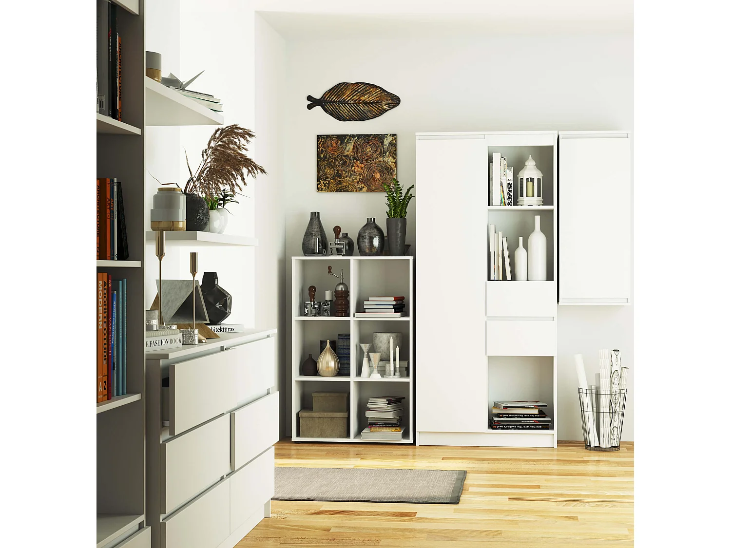 Étagère AKORD QUAD Blanche 70,5 cm 6 étagères 70,5x33x109 cm