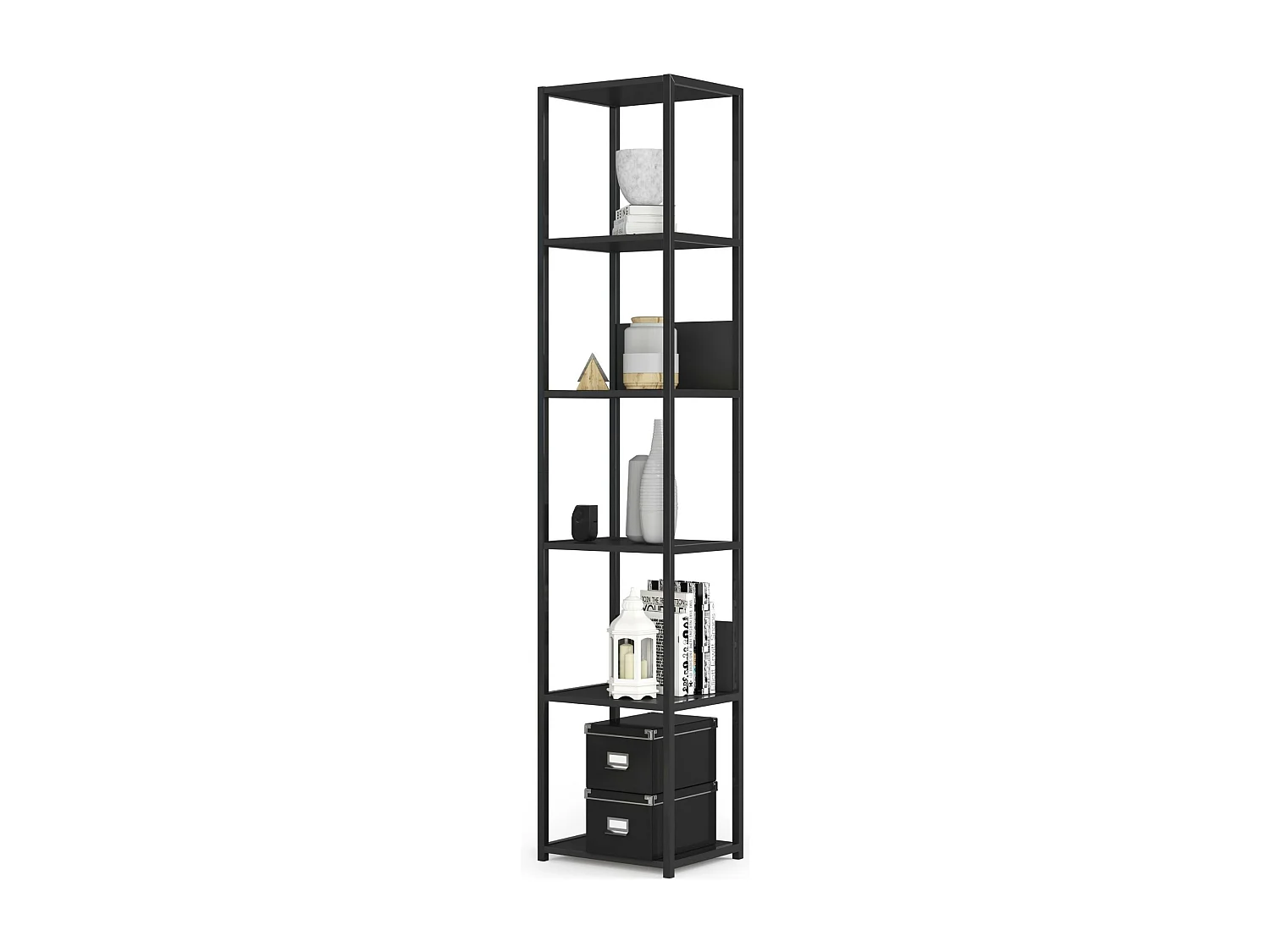 Étagère murale industrielle AKORD Noire 40 cm 6 étagères 40x32x192 cm
