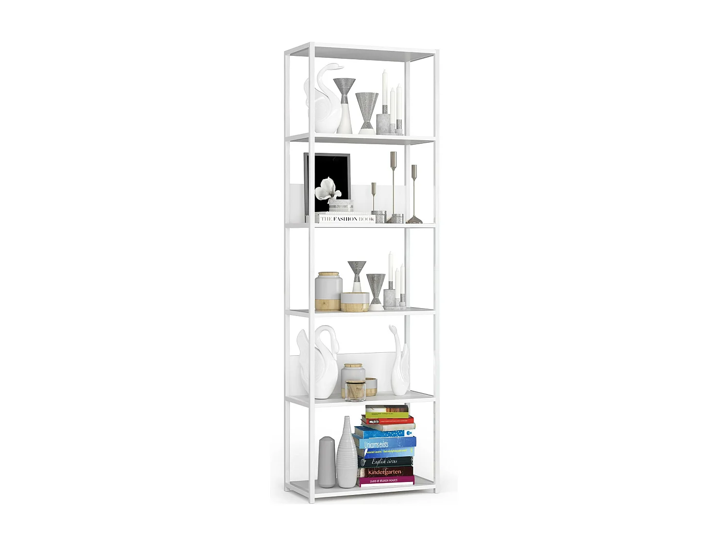 Étagère murale industrielle AKORD Blanche 60 cm 6 étagères 60x32x192 cm
