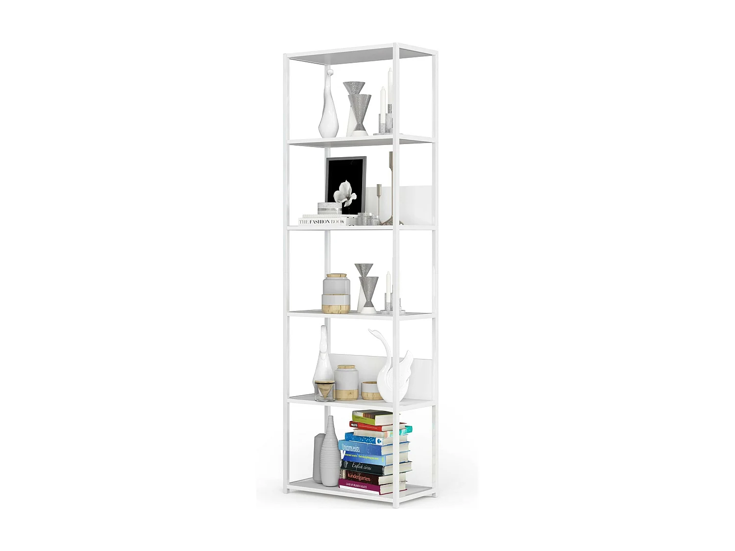 Étagère murale industrielle AKORD Blanche 60 cm 6 étagères 60x32x192 cm