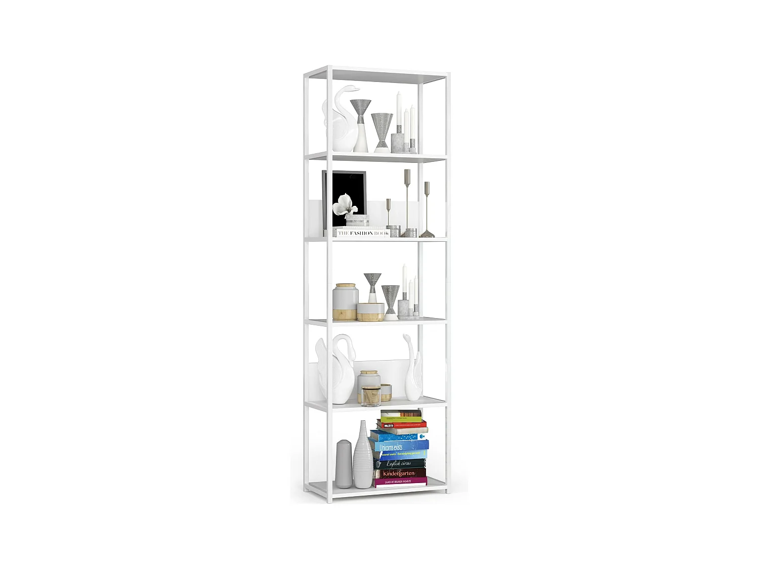 Estantería loft 60 cm AKORD metálica Blanco con 6 estantes en Blanco 60x32x191 cm