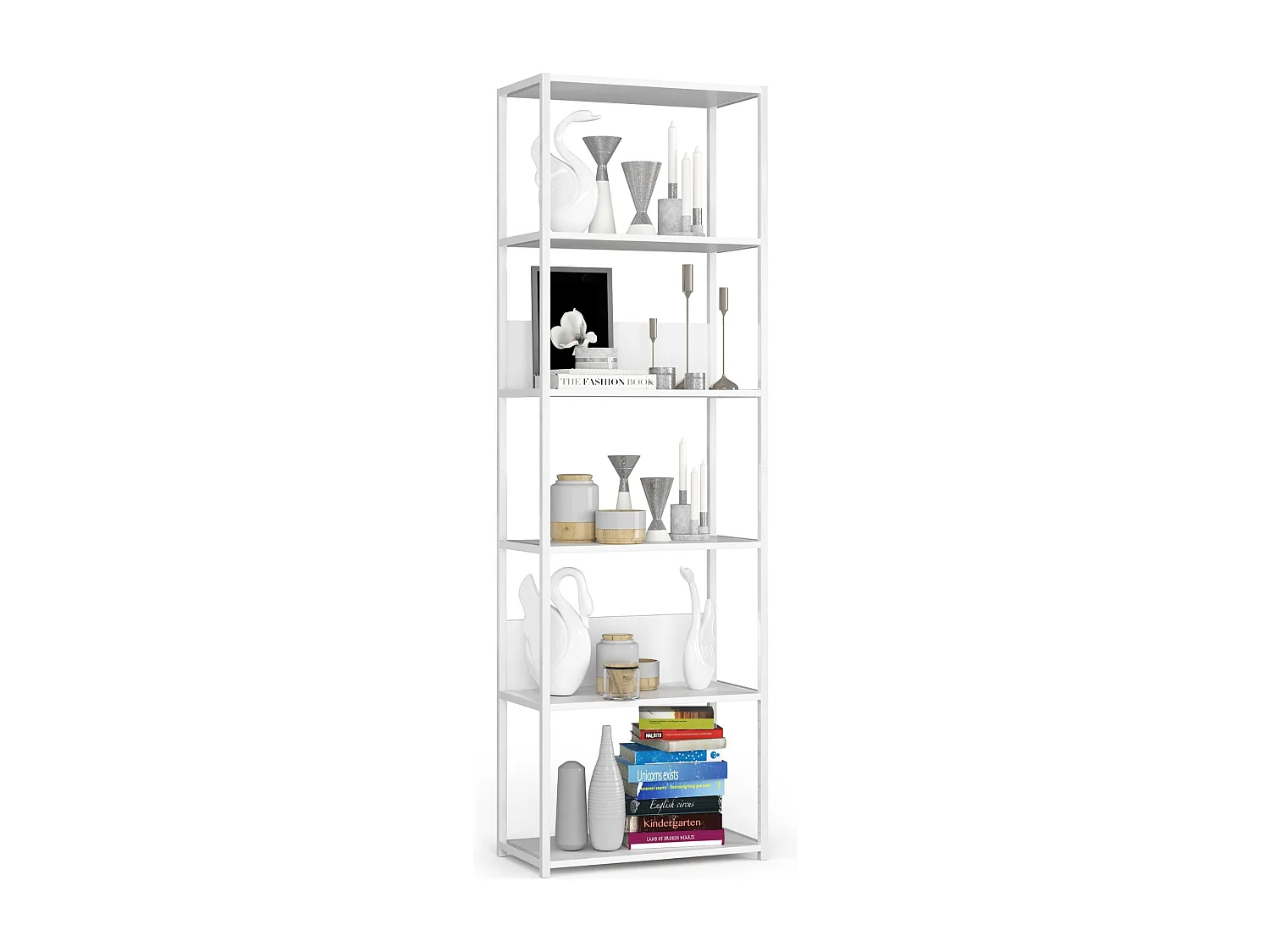 Étagère murale industrielle AKORD Blanche 60 cm 6 étagères 60x32x192 cm