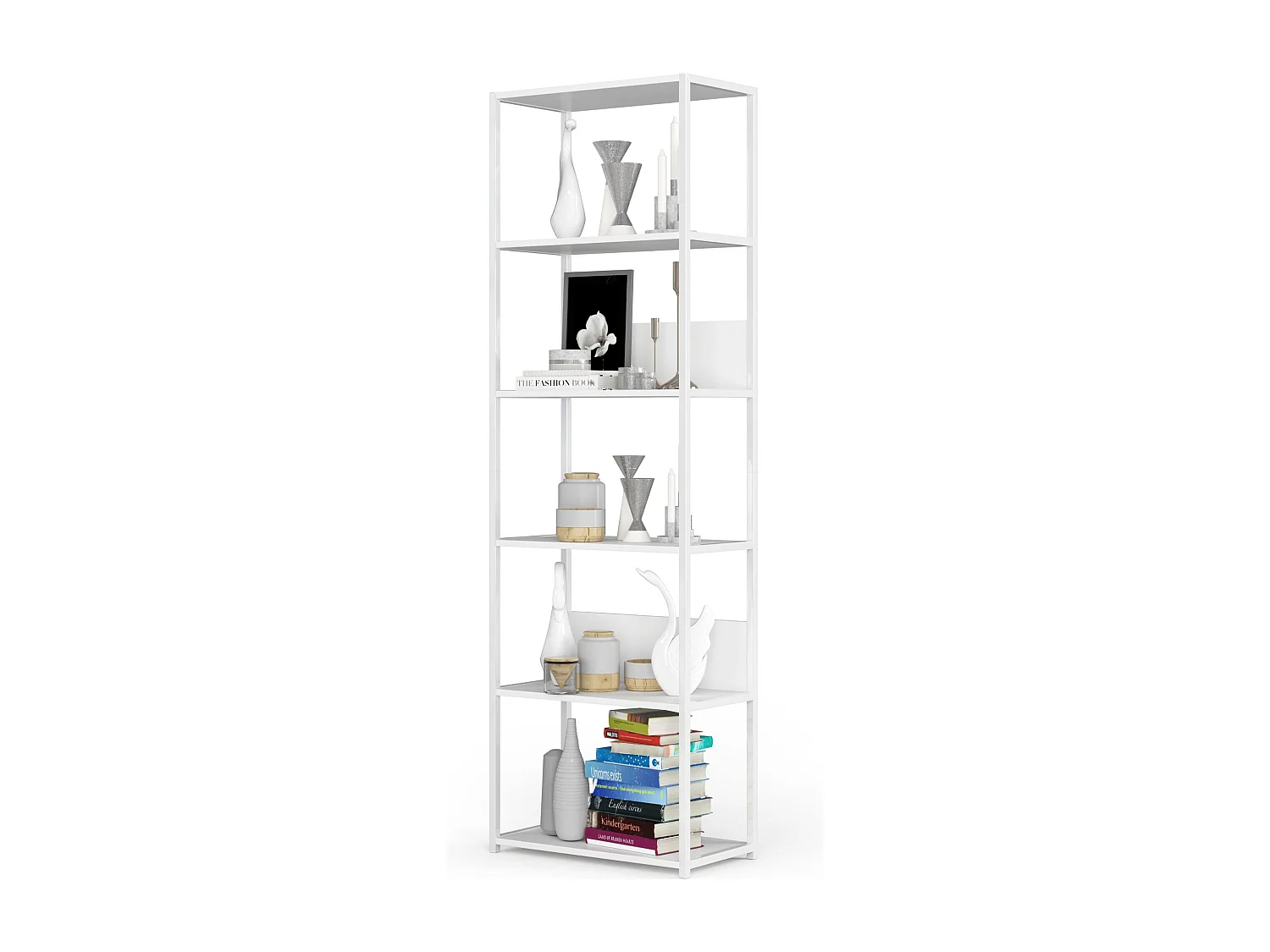 Étagère murale industrielle AKORD Blanche 60 cm 6 étagères 60x32x192 cm