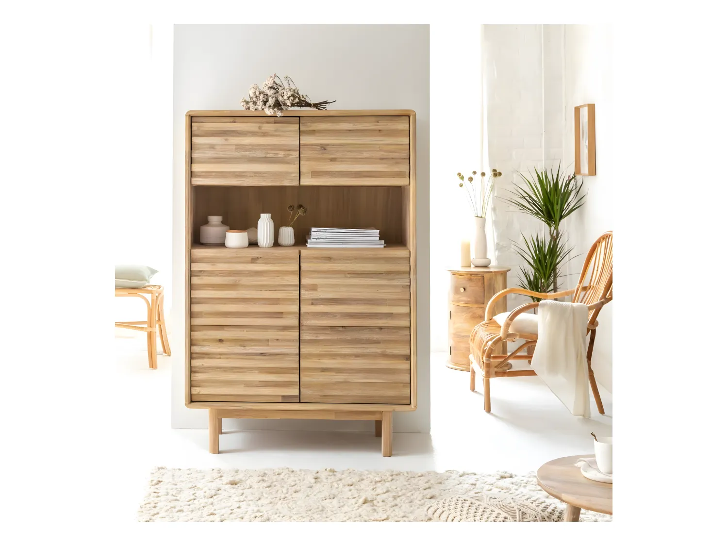 Buffet haut en bois d'acacia Marin
