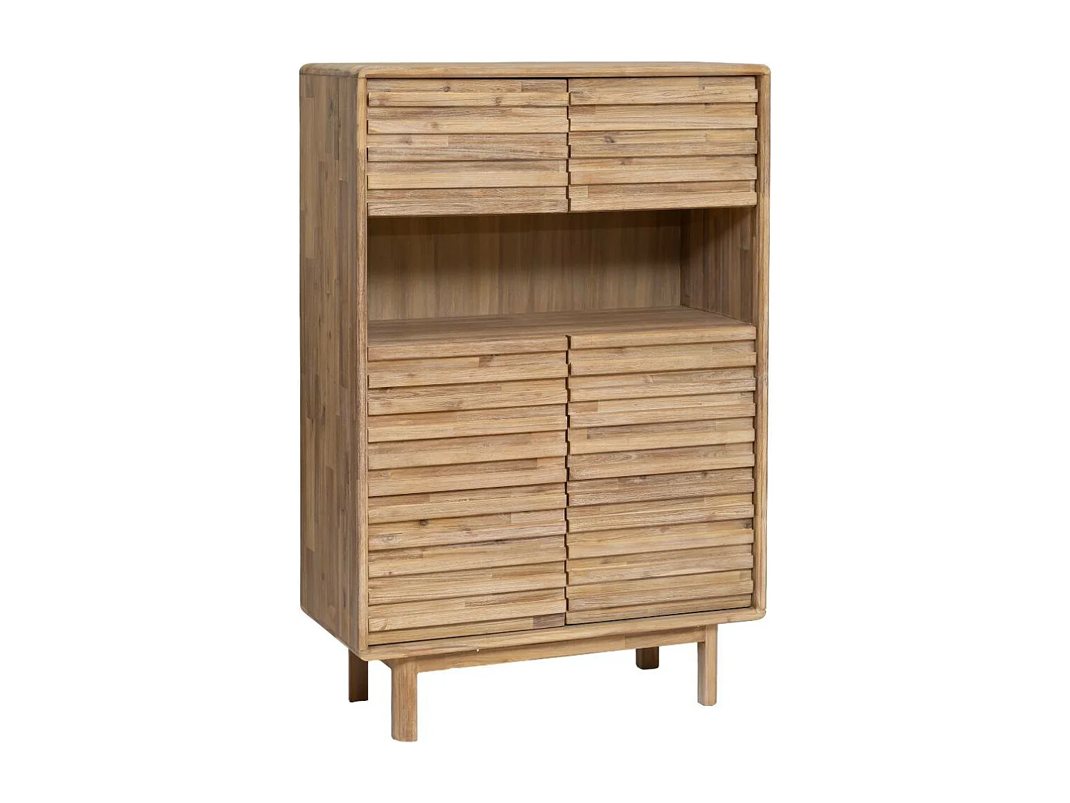Buffet alto de madera de acacia Marin de Made In Meubles - Estilo contemporáneo, amplio almacenamiento, 150 cm de altura