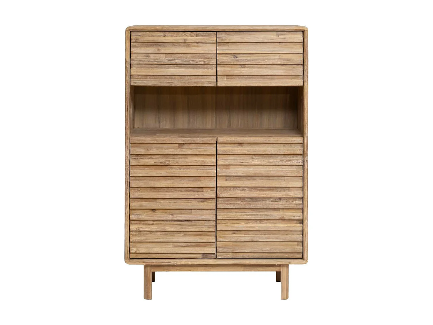 Buffet alto de madera de acacia Marin de Made In Meubles - Estilo contemporáneo, amplio almacenamiento, 150 cm de altura