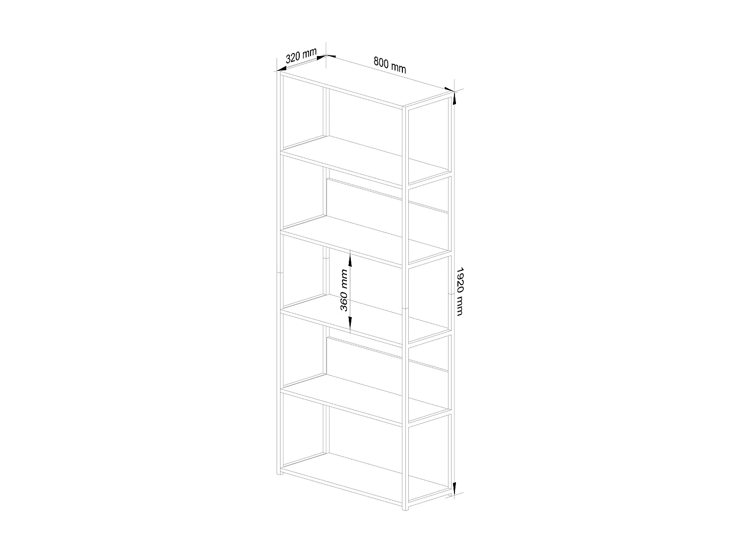 Regał industrialny AKORD metalowy Czarny 80 cm kolor Dąb Artisan mat 6 półek 80x32x192 cm