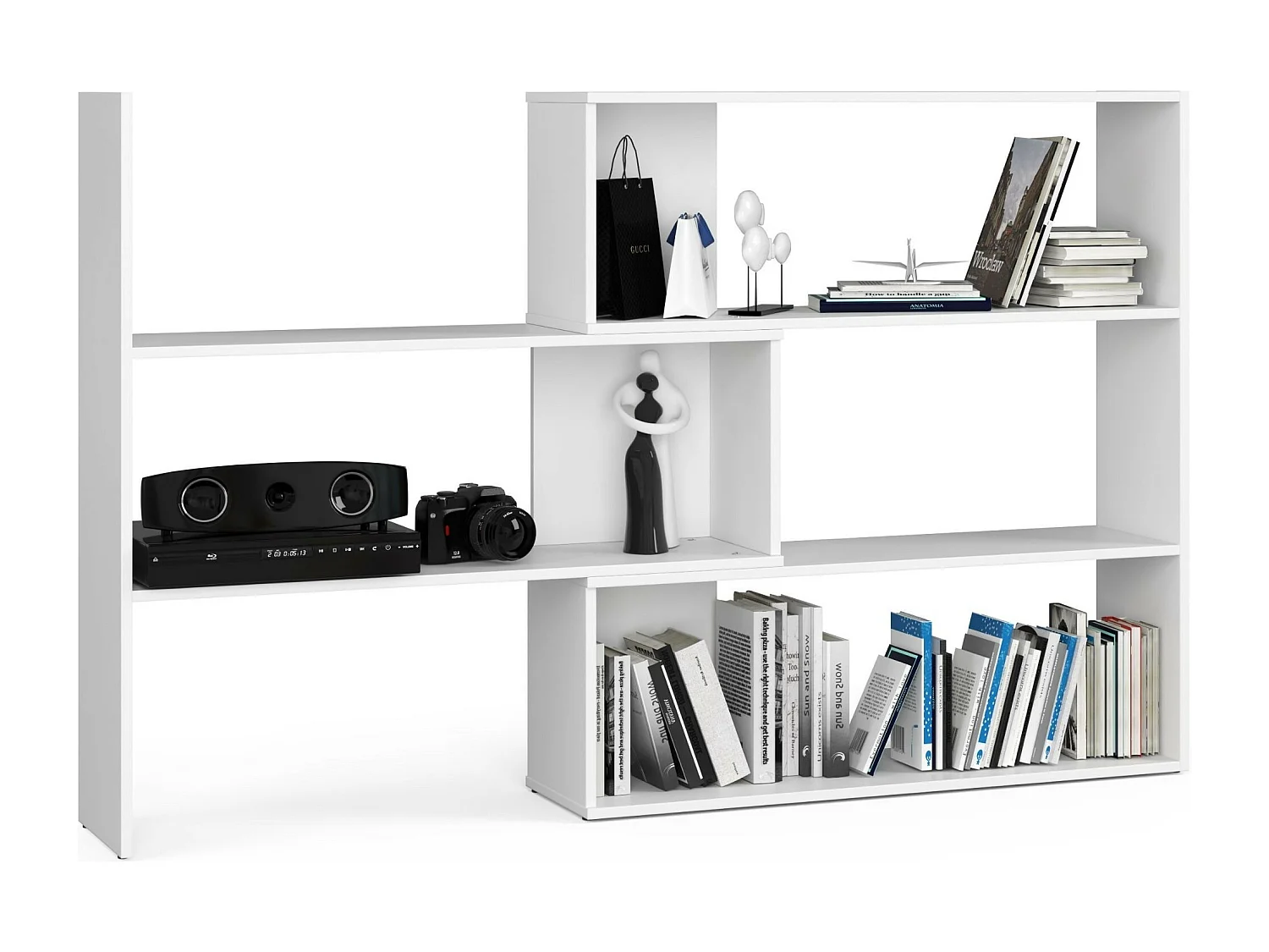 Bücherregal AKORD TWIST Eckregal ausklappbar Weiß 173,6 cm 3 Ebenen B173,6 x H109,3 x T30 cm