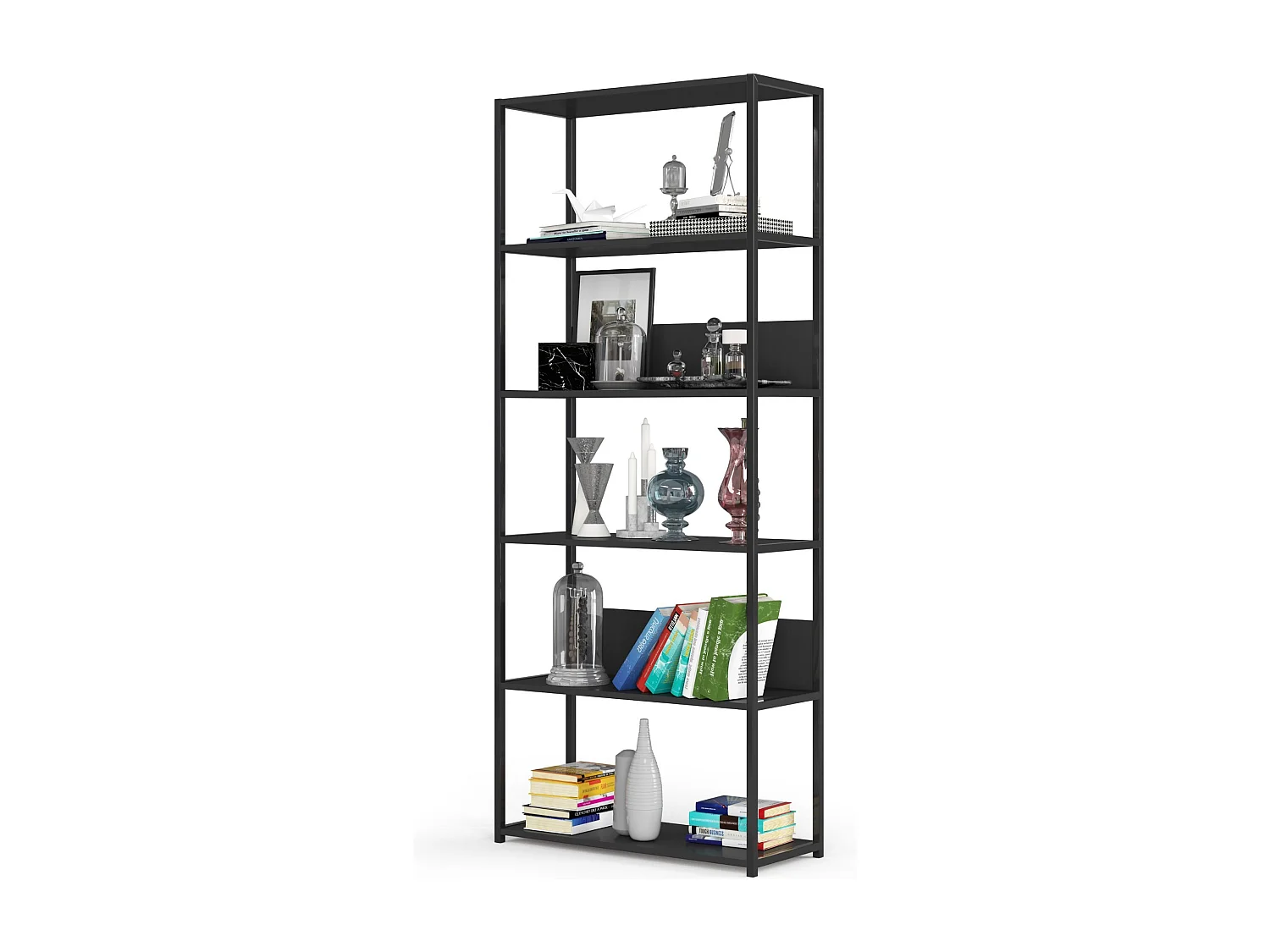 Regał industrialny AKORD metalowy Czarny 80 cm kolor Czarny mat 6 półek 80x32x192 cm