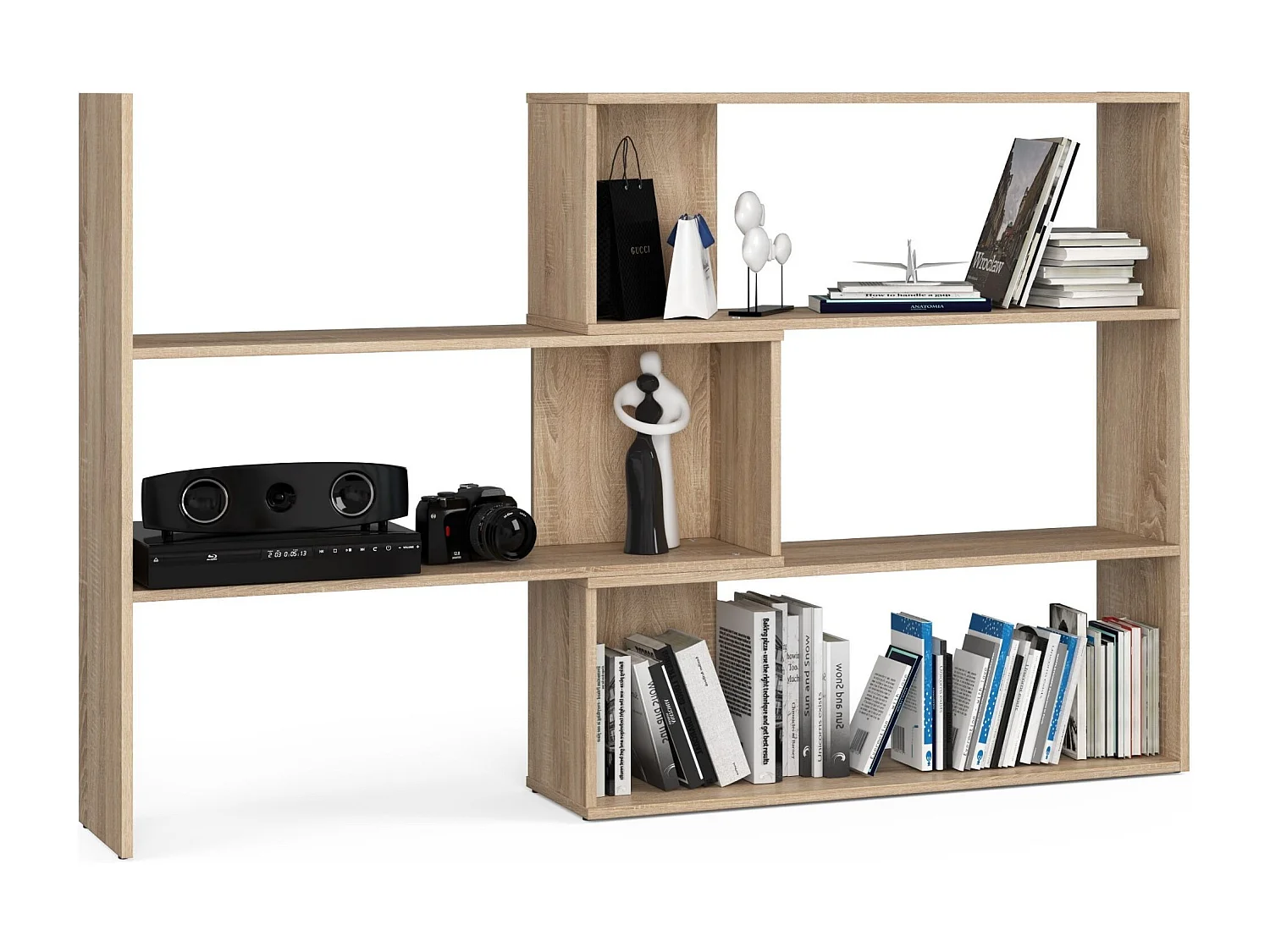 Bücherregal AKORD TWIST Eckregal ausklappbar Sonoma-Eiche 173,6 cm 3 Ebenen B173,6 x H109,3 x T30 cm