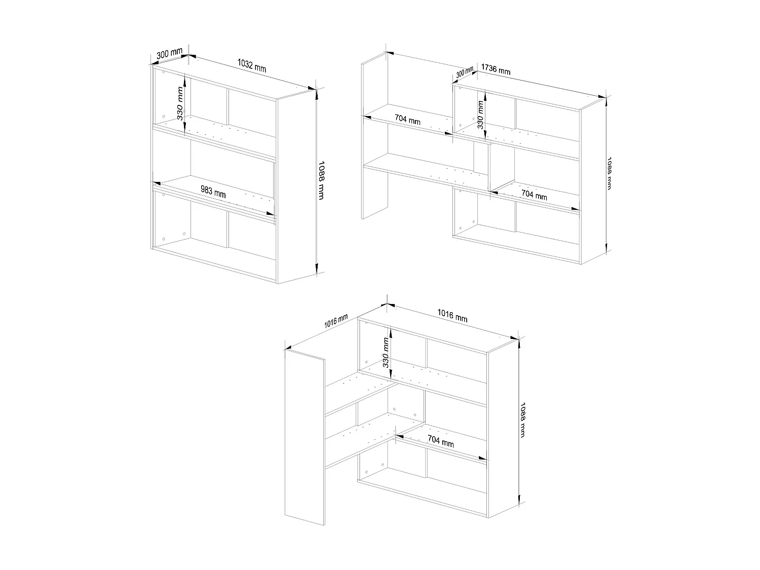 Bücherregal AKORD TWIST Eckregal ausklappbar Sonoma-Eiche 173,6 cm 3 Ebenen B173,6 x H109,3 x T30 cm