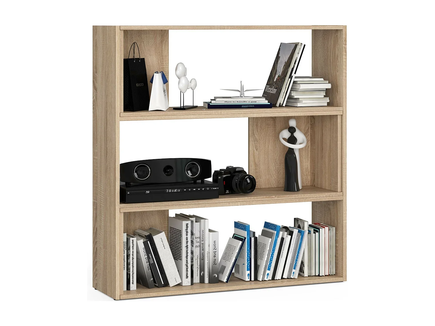 Bücherregal AKORD TWIST Eckregal ausklappbar Sonoma-Eiche 173,6 cm 3 Ebenen B173,6 x H109,3 x T30 cm