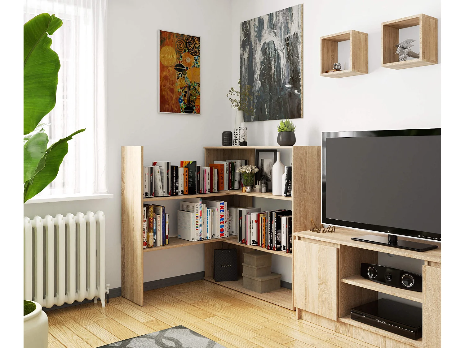 Verstelbare Boekenkast Mini TWIST - Eiken Sonoma