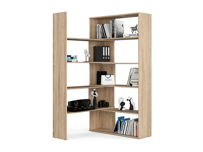 Bücherregal AKORD TWIST Eckregal ausklappbar Sonoma-Eiche 173,6 cm 5 Ebenen B173,6 x H182 x T30 cm