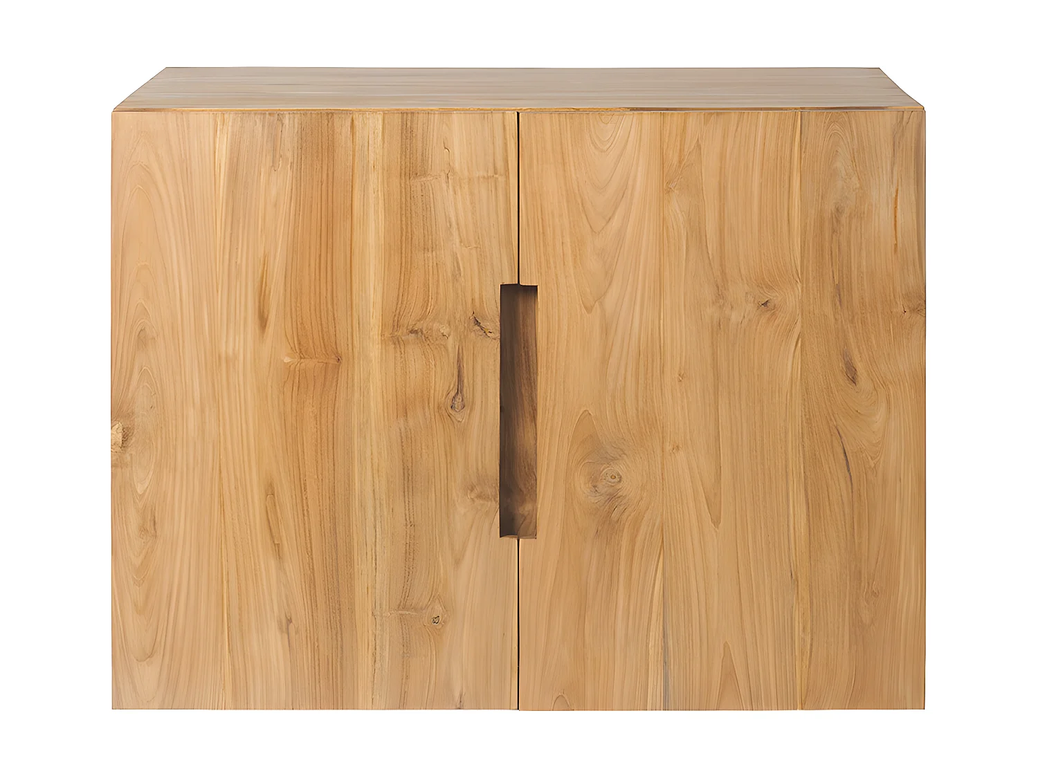 Väggmonterad badrumsmöbel i teak med handfat - 80 cm - SAWAN