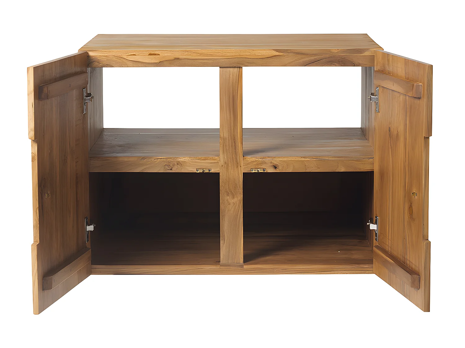 Hangende badkamermeubel van teakhout met wastafel - 80 cm - SAWAN