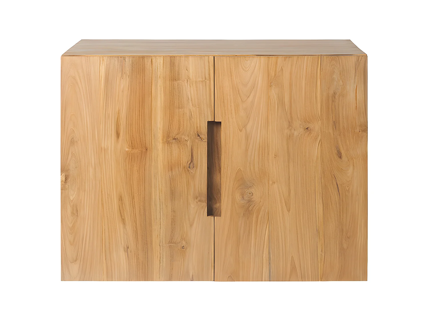Meuble de salle de bain suspendu en teck avec simple vasque et miroir - 80 cm - SAWAN