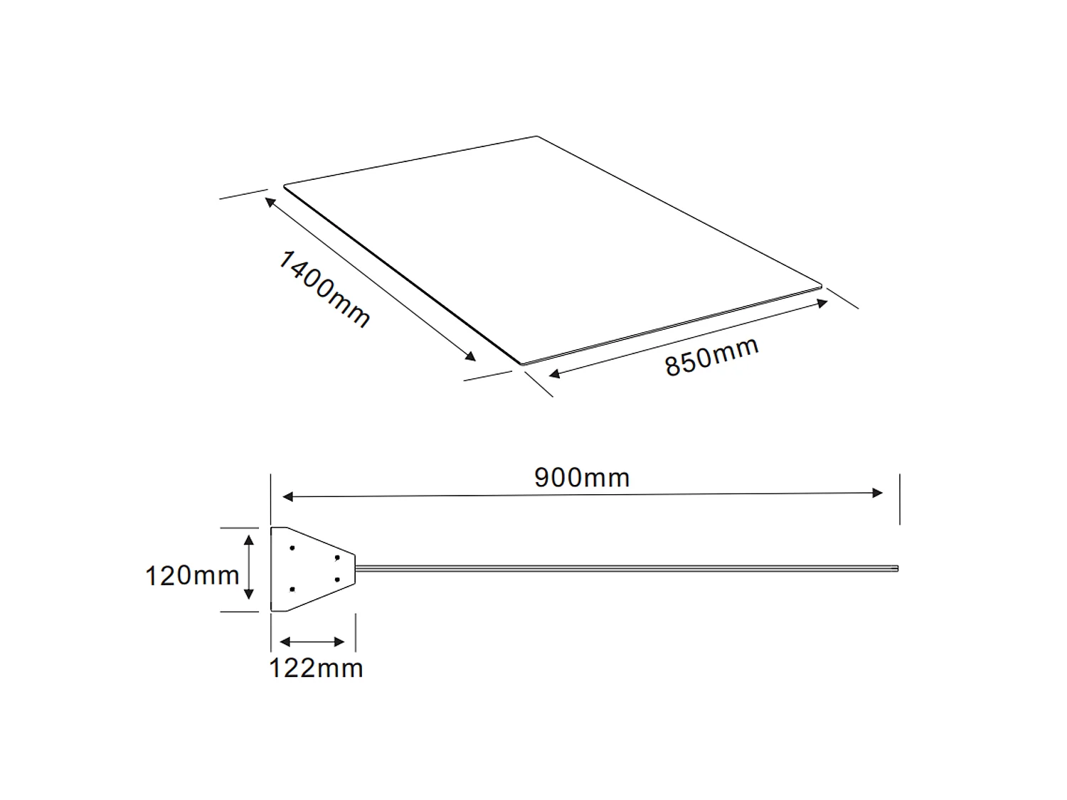 Toldo de porta em alumínio 140x90 cm liso com LEDs - LUXAMA