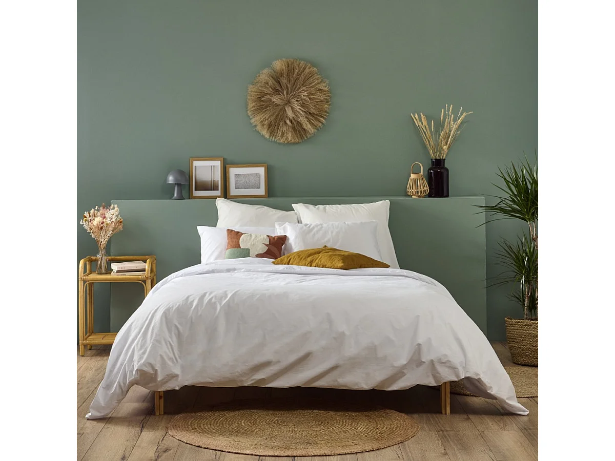 Housse de couette Blanc en percale de coton - 140x200cm