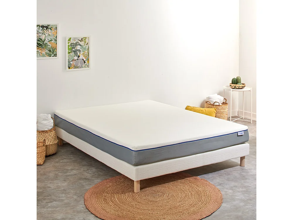 Matelas mousse à mémoire de forme L'Agreable - Epaisseur 16cm - Coutil Respirant en fibres de Bambou - Déhoussable - 160x200cm
