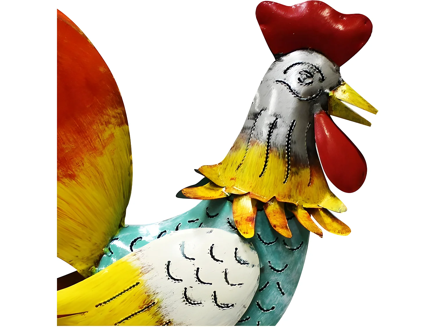 Coq en métal multicolore - COCORICO
