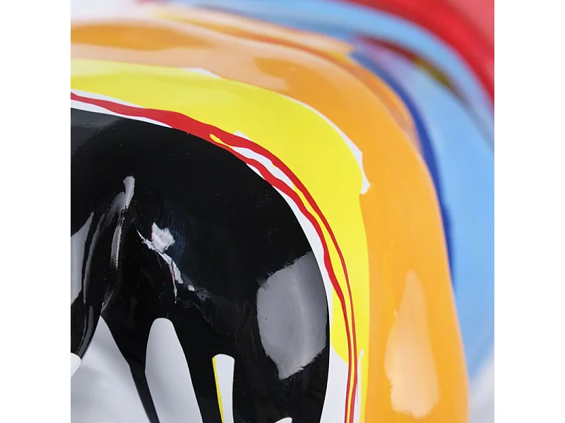 Statue chien avec coulures peintures multicolores H38 cm - BULLDOG 03