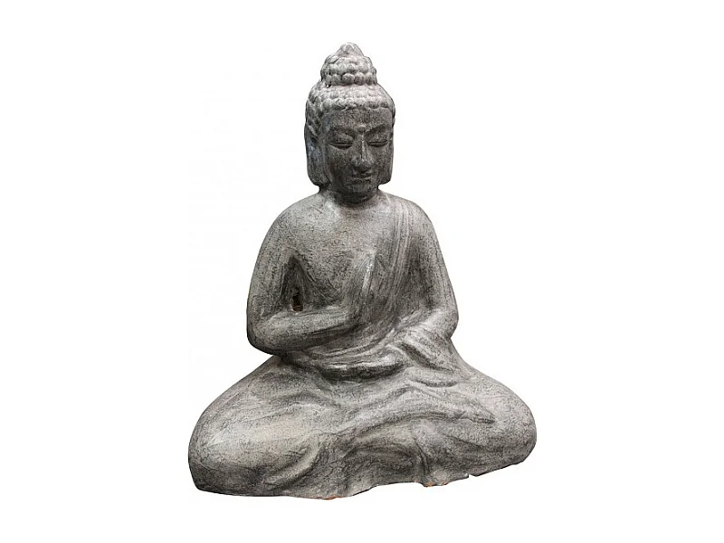 Décoration Bouddha assis gris en terre cuite H. 52 cm - NIRVANA