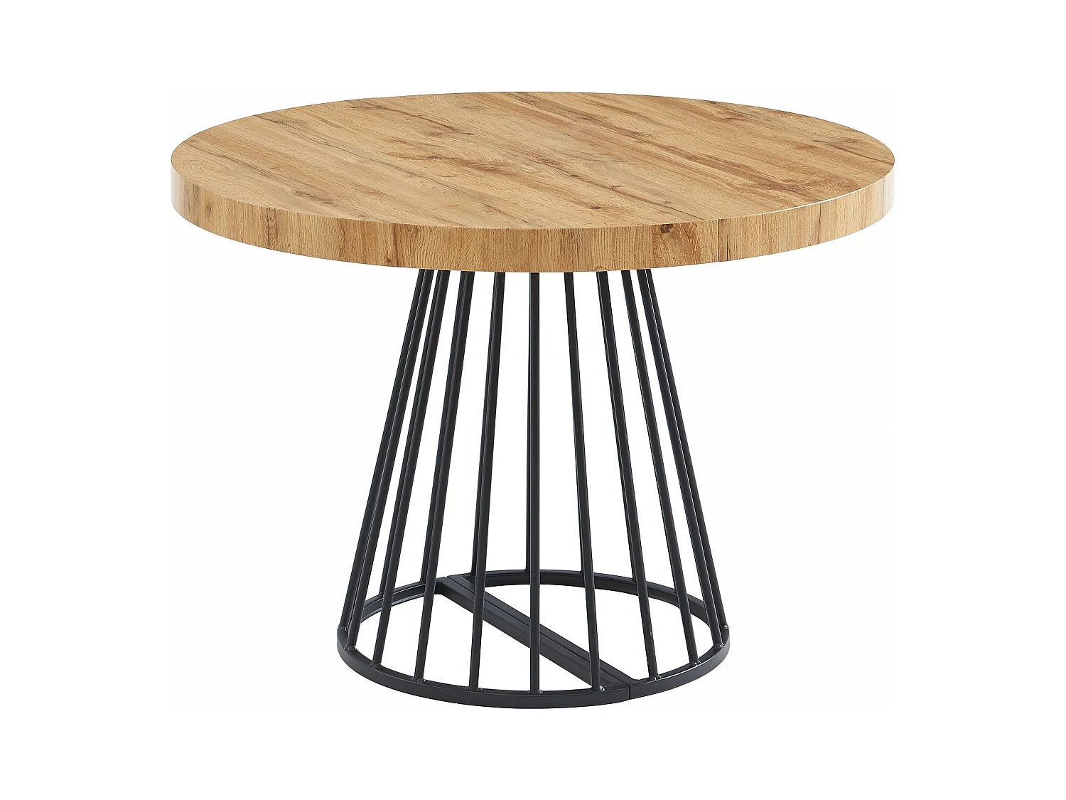 Table à manger extensible 2 à 12 personnes en MDF et acier - Naturel et noir - FIRELA