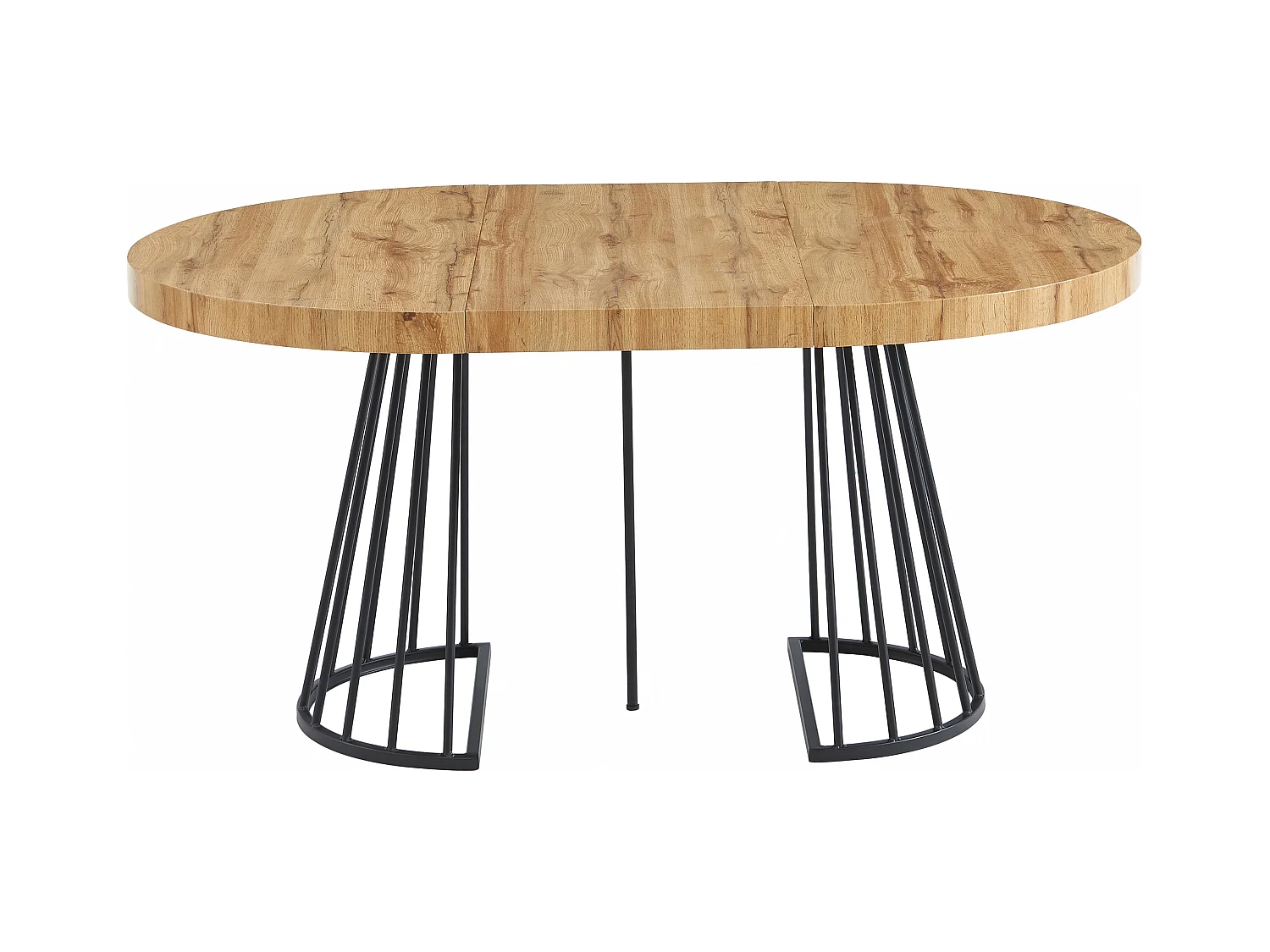 Table à manger extensible 2 à 12 personnes en MDF et acier - Naturel et noir - FIRELA