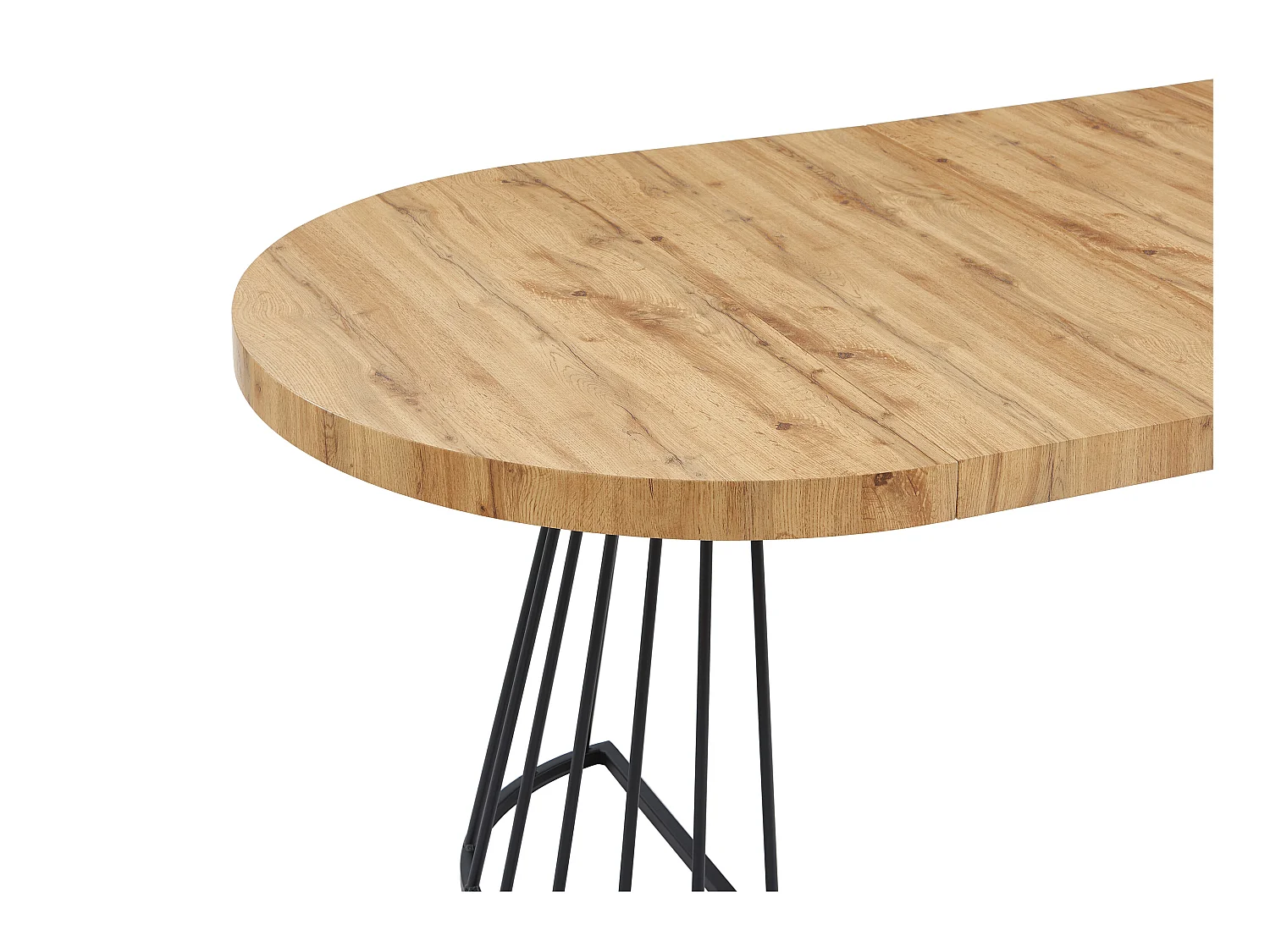 Table à manger extensible 2 à 12 personnes en MDF et acier - Naturel et noir - FIRELA