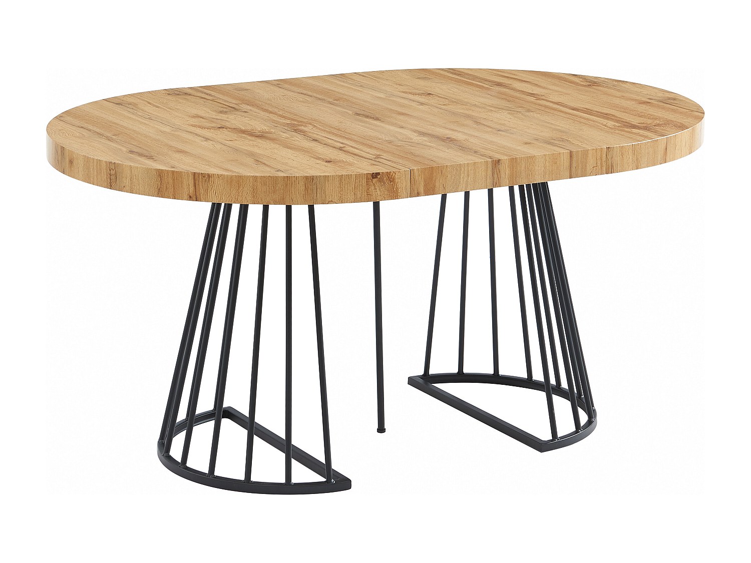 Esstisch ausziehbar - 2 bis 12 Personen - MDF & Stahl - Holzfarben & Schwar günstig online kaufen