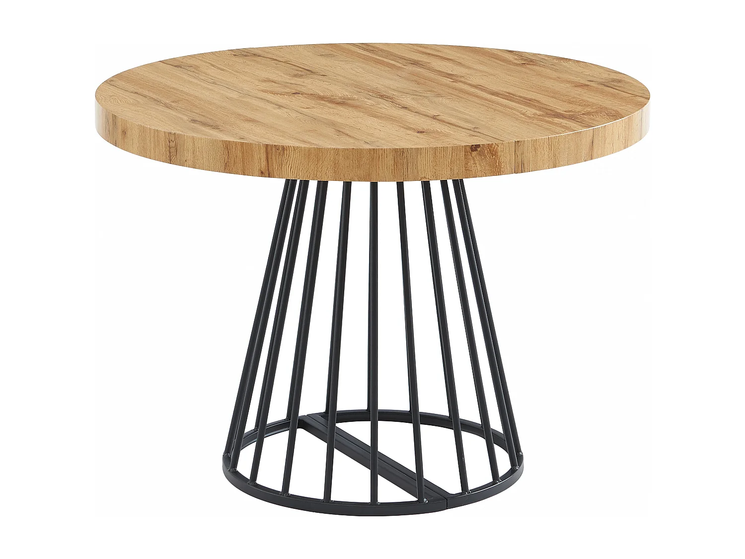 Uitschuifbare eettafel 2 tot 12 plaatsen van mdf en staal - Naturel en zwart - FIRELA