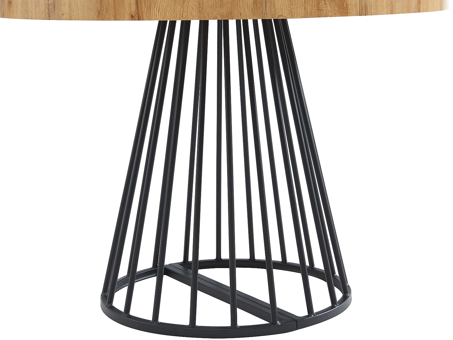 Uitschuifbare eettafel 2 tot 12 plaatsen van mdf en staal - Naturel en zwart - FIRELA