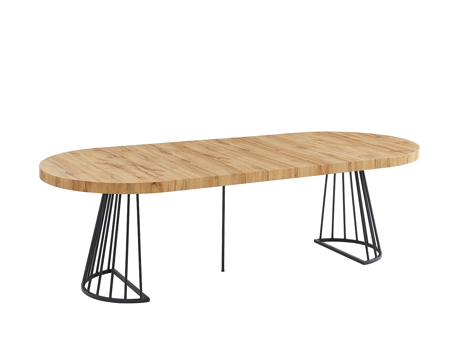 Vente-unique Esstisch ausziehbar - 2 bis 12 Personen - MDF & Stahl - Holzfarben & Schwarz - FIRELA 1598183
