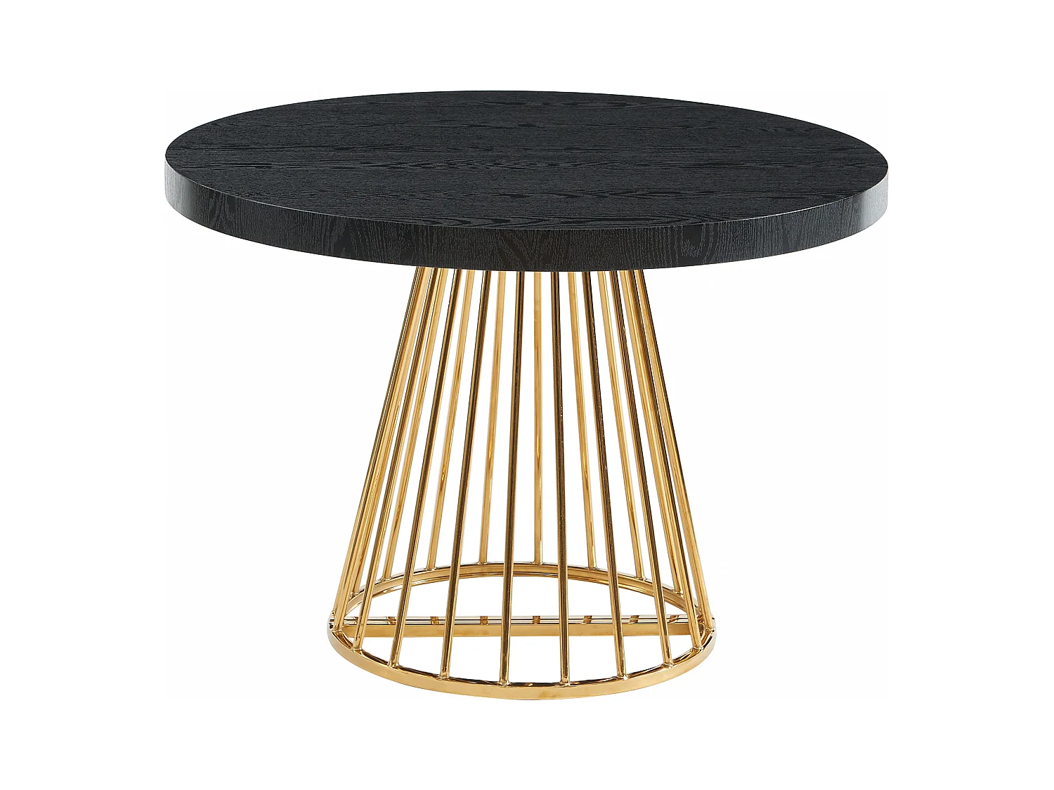 Table à manger extensible 2 à 12 personnes en MDF et acier - Noir et doré - FIRELA