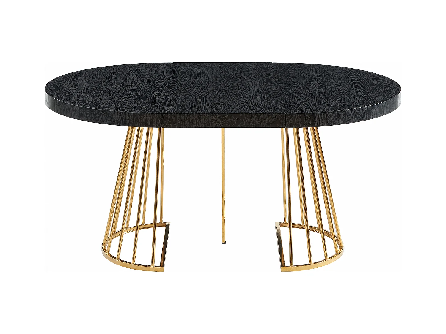 Table à manger extensible 2 à 12 personnes en MDF et acier - Noir et doré - FIRELA