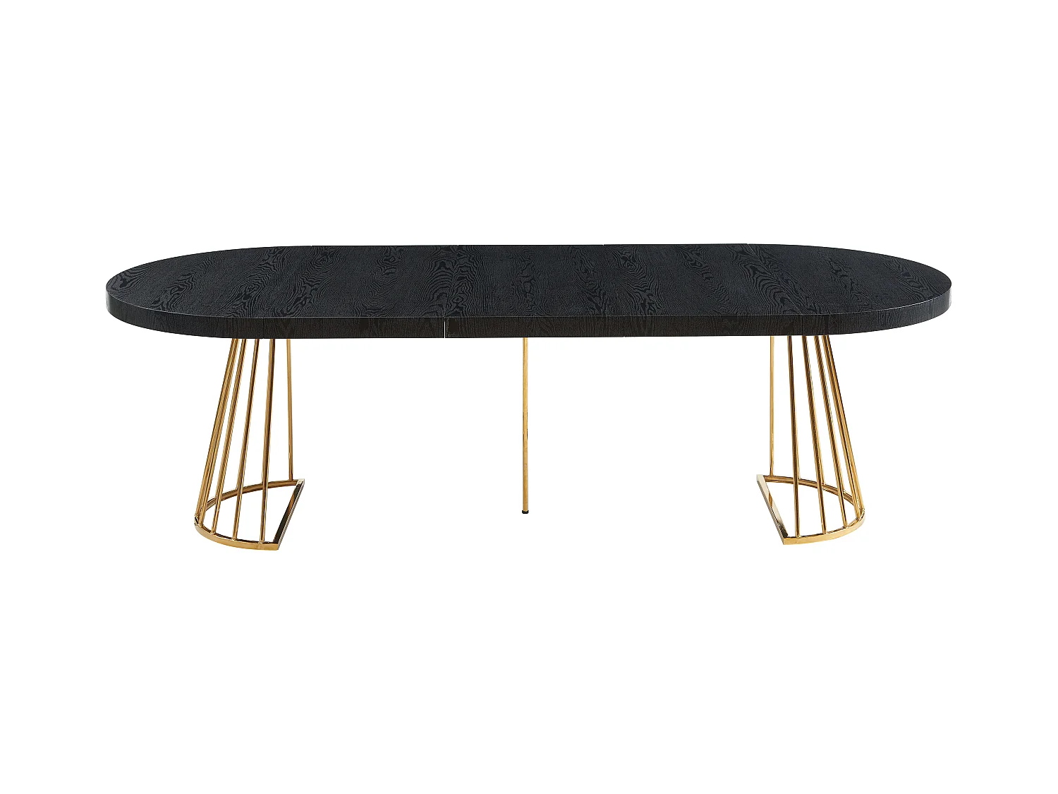 Table à manger extensible 2 à 12 personnes en MDF et acier - Noir et doré - FIRELA