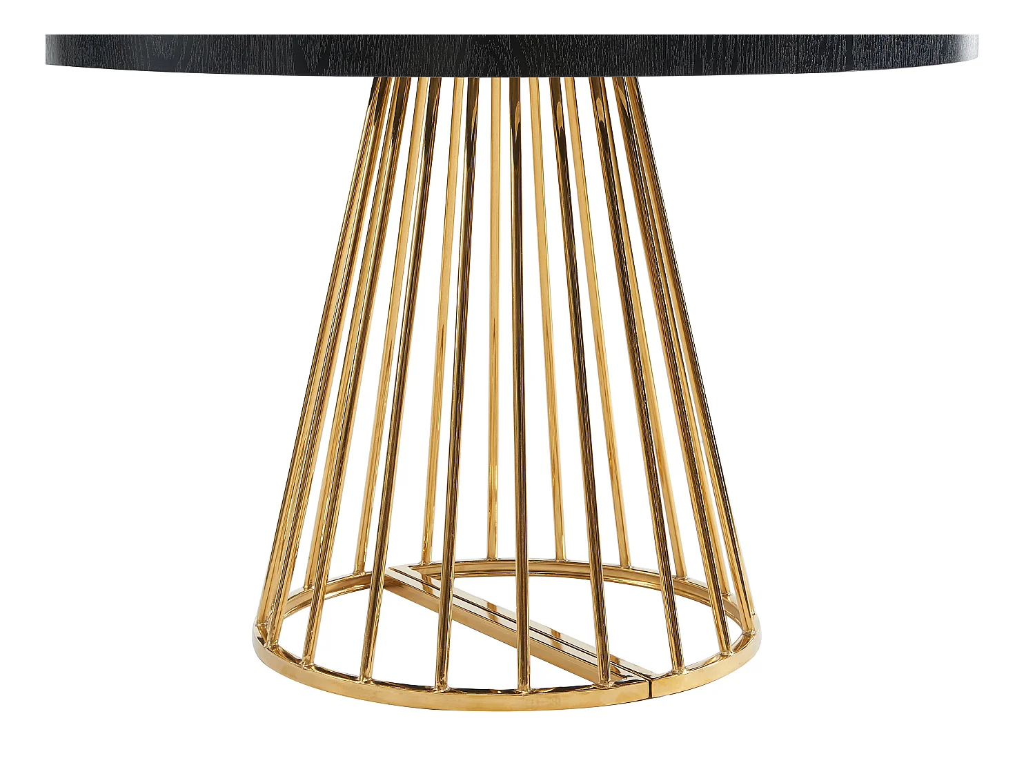 Table à manger extensible 2 à 12 personnes en MDF et acier - Noir et doré - FIRELA