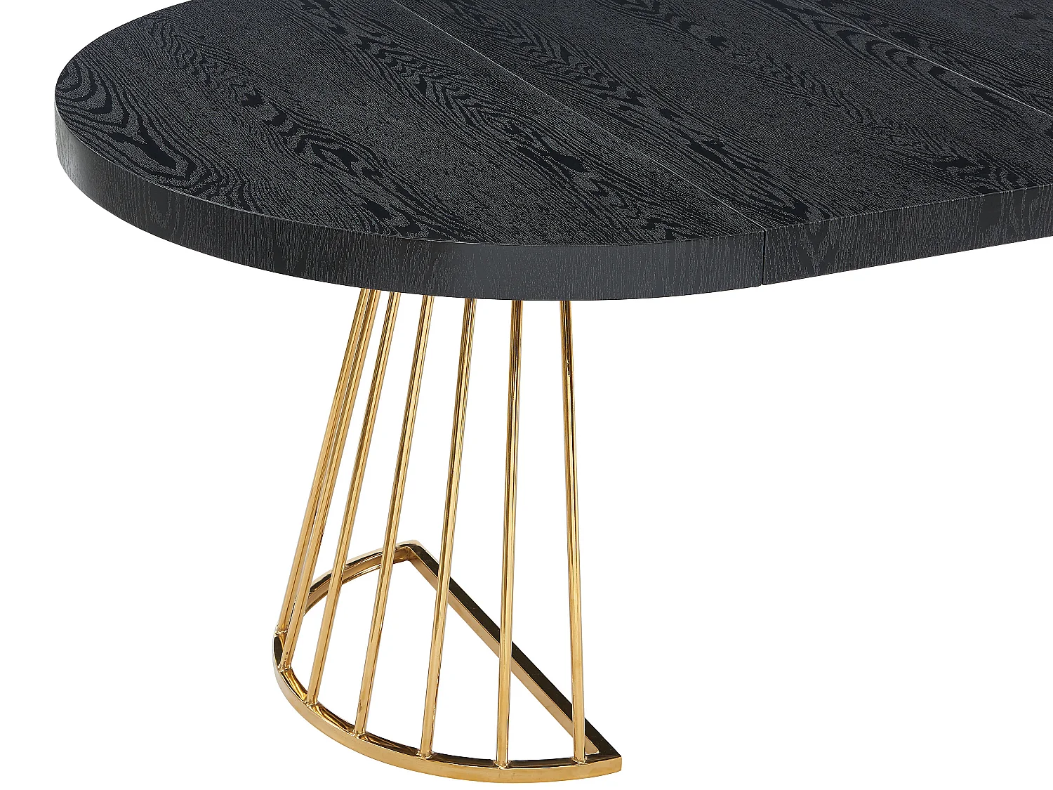 Mesa de jantar extensível de 2 a 12 lugares em MDF e aço preto e dourado - FIRELA