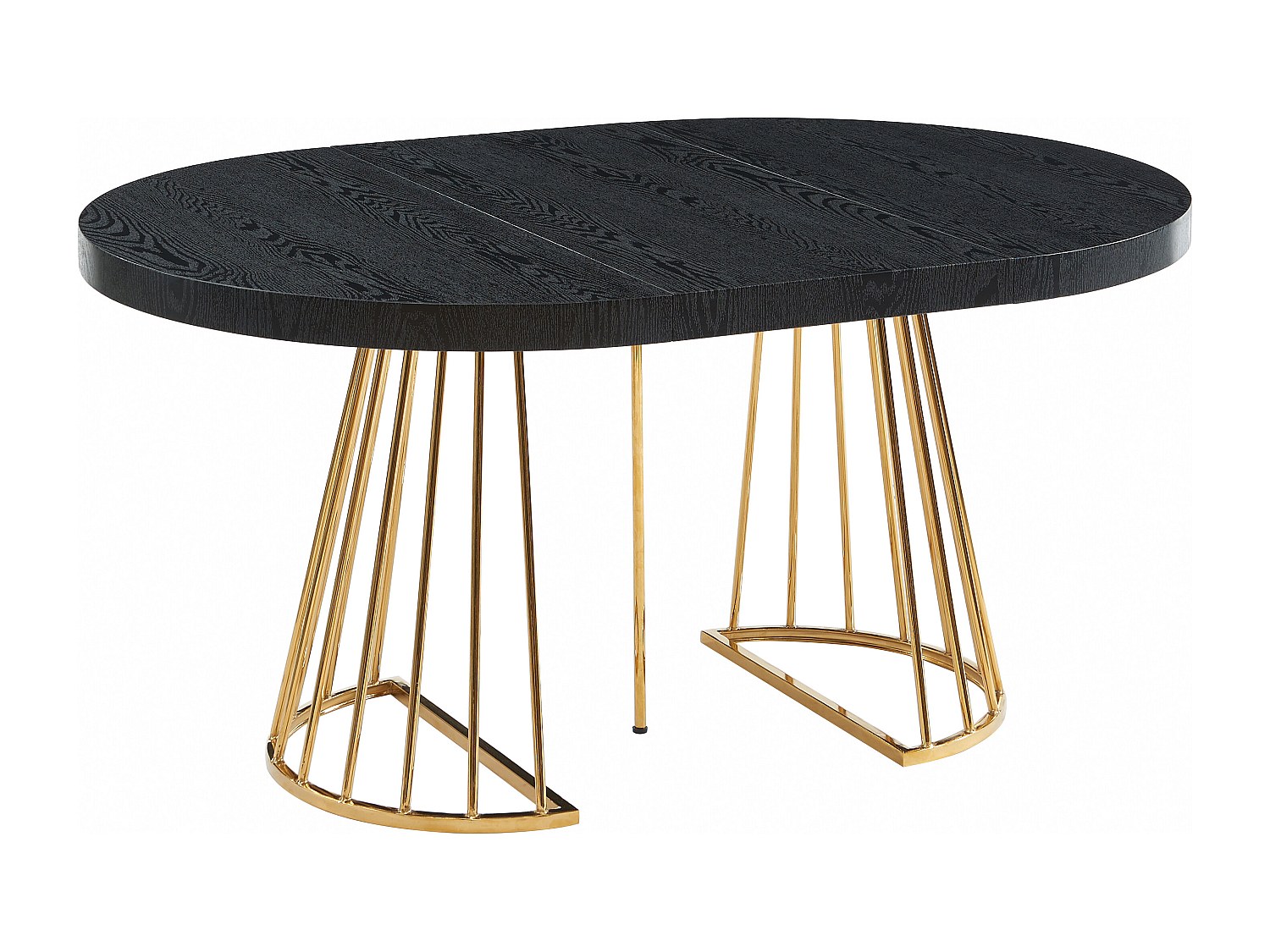 Esstisch ausziehbar - 2 bis 12 Personen - MDF & Stahl - Schwarz & Goldfarbe günstig online kaufen