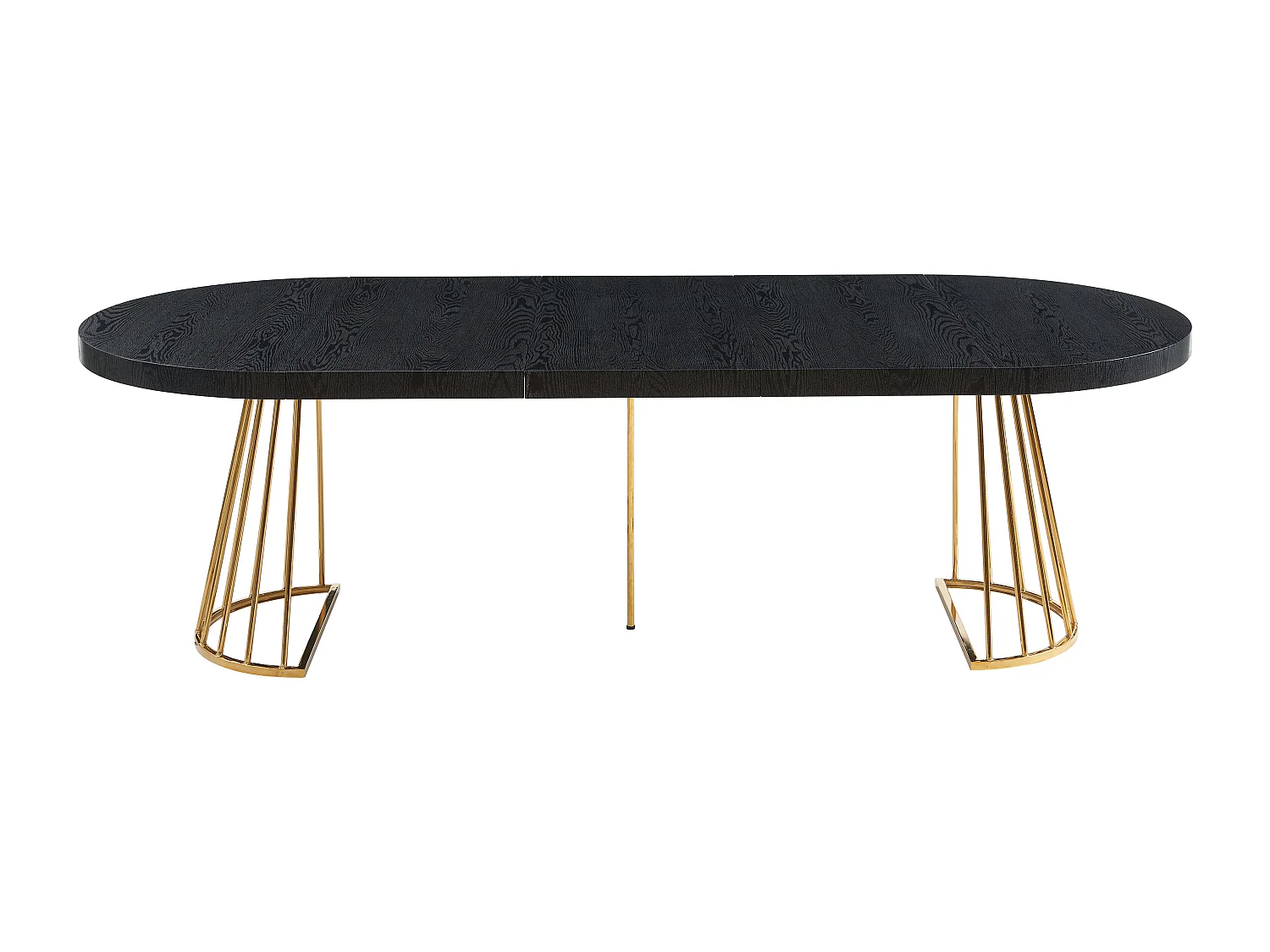 Mesa de jantar extensível de 2 a 12 lugares em MDF e aço preto e dourado - FIRELA