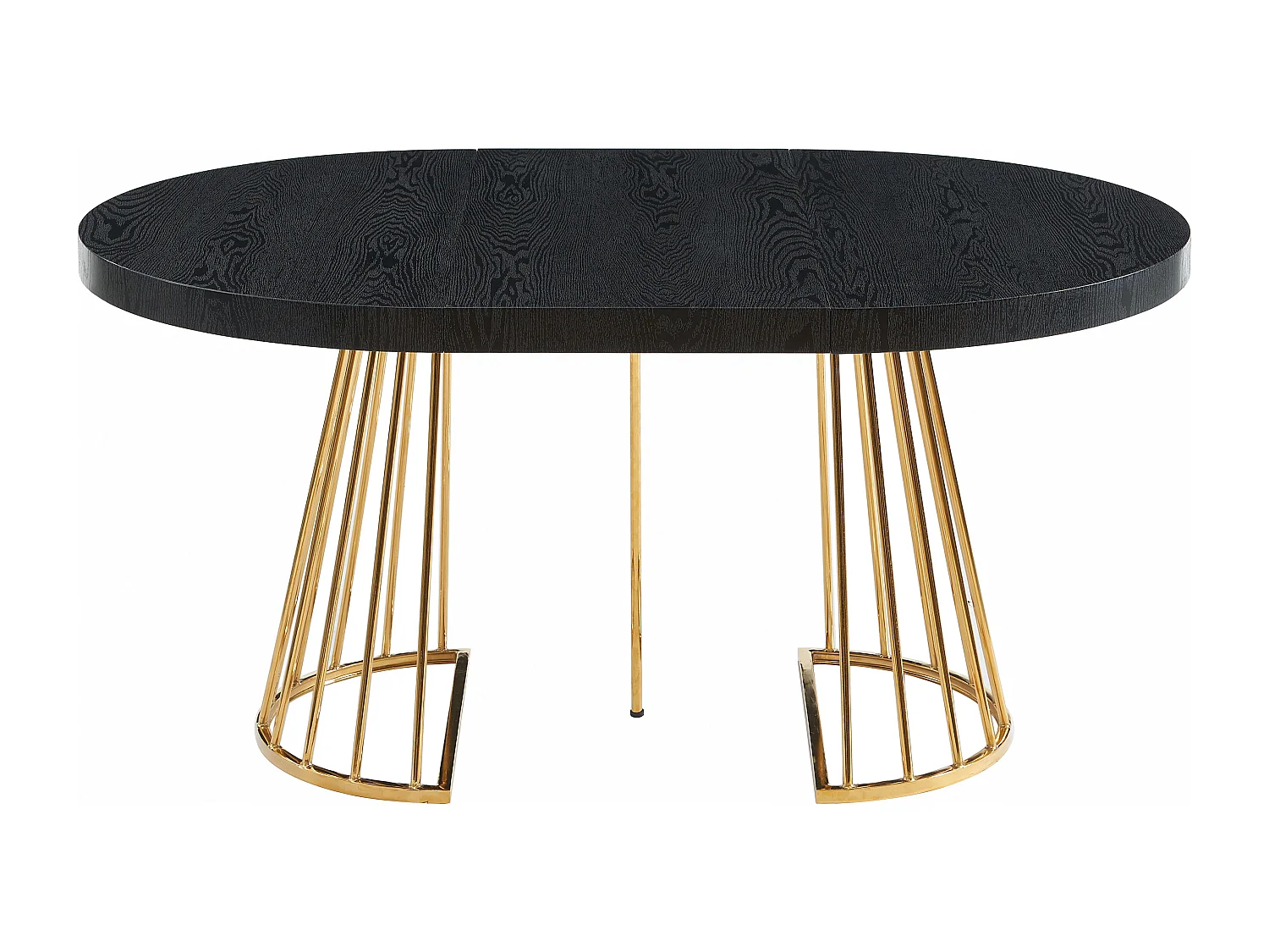 Mesa de jantar extensível de 2 a 12 lugares em MDF e aço preto e dourado - FIRELA