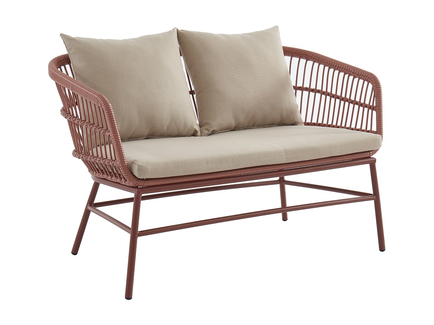 Sofá de jardim 2 lugares em resina entrançada cor terracota LOUSINI de