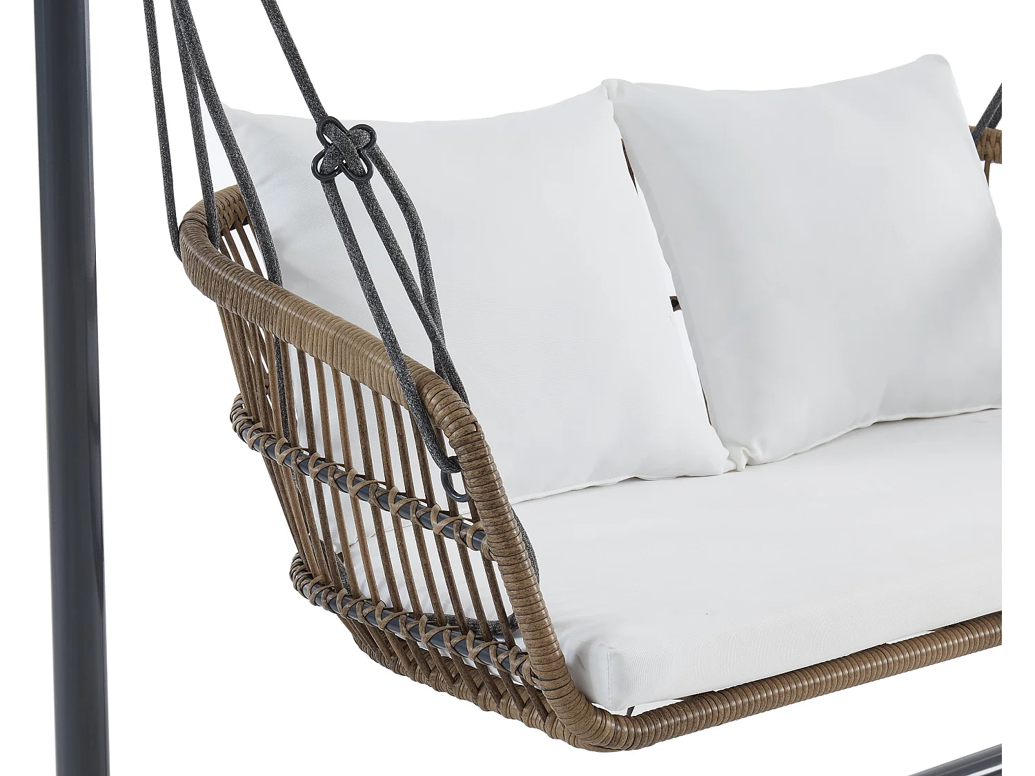 Huśtawka ogrodowa dwuosobowa z technorattanu w kolorze naturalnego jasnego drewna - NUVEA