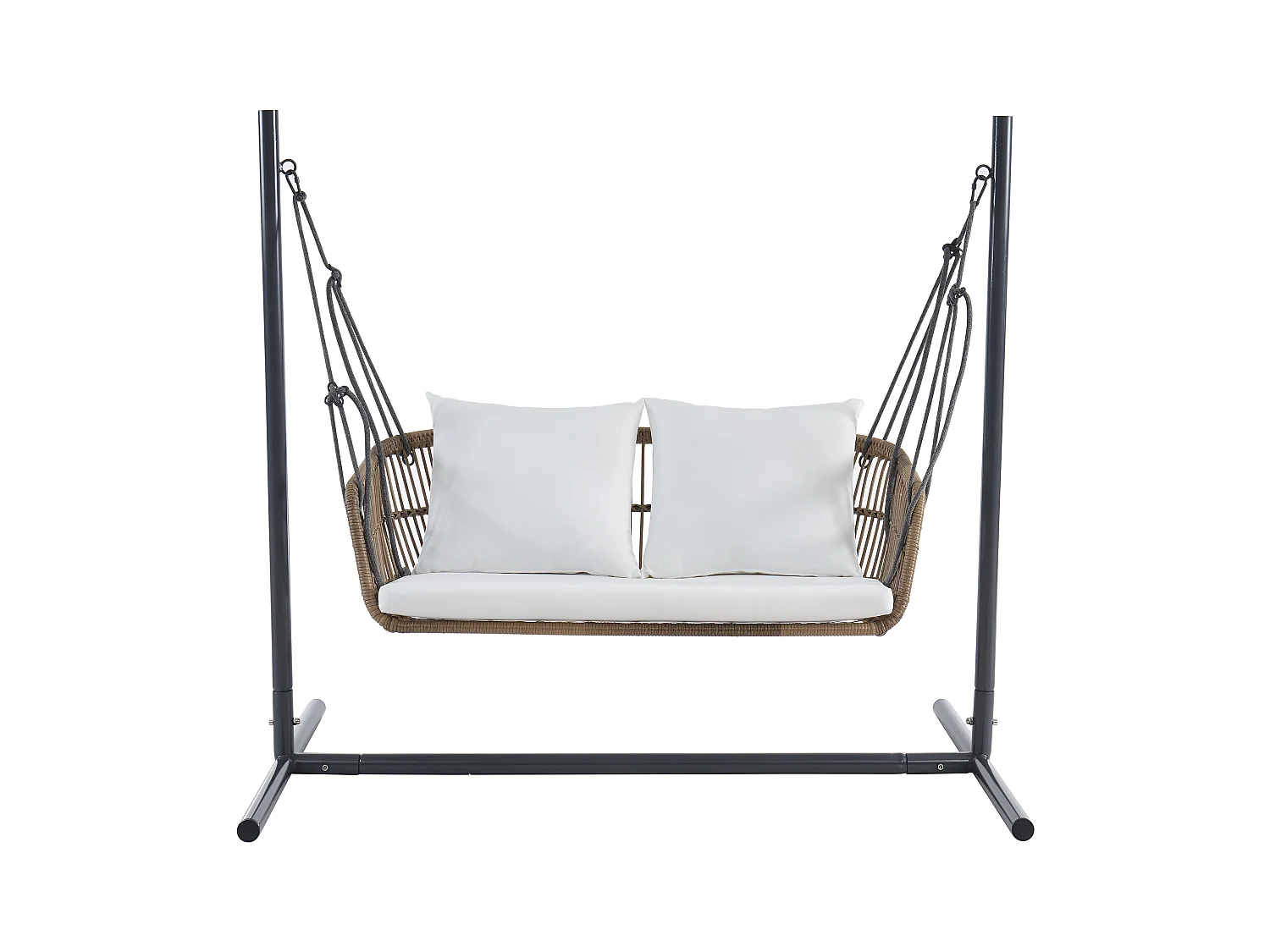 Balancelle de jardin 2 places en résine tressée naturel clair - NUVEA de MYLIA