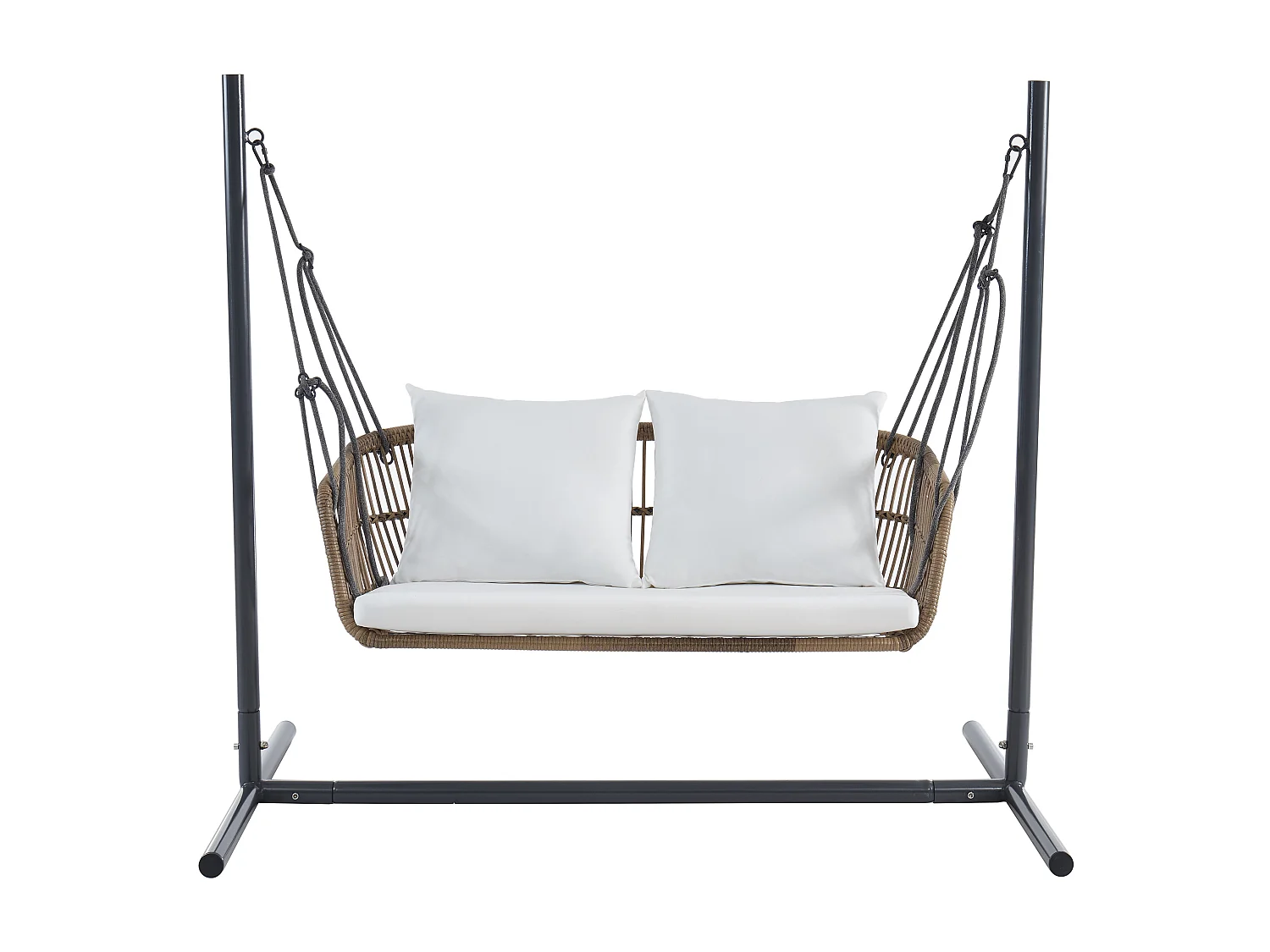 Schommelbankje voor 2 personen van licht naturelkleurig gevlochten hars - NUVEA