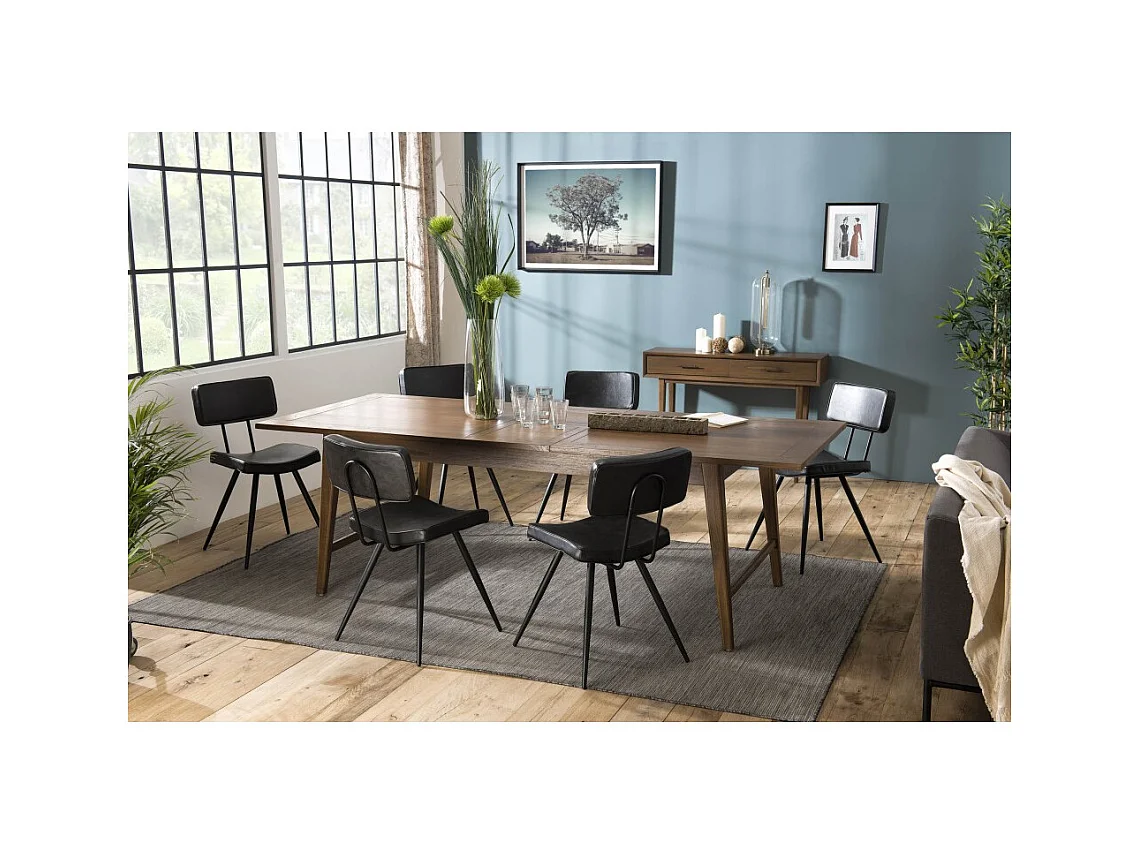 LARA - Table à manger rectangulaire extensible marron 200/240cm bois Mindi