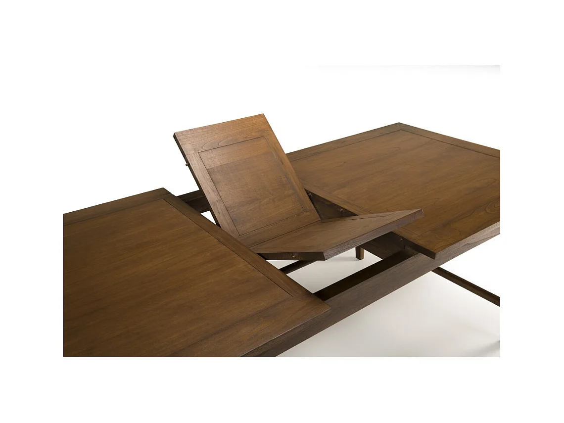 LARA - Table à manger rectangulaire ext. 200/240cm bois Mindi marron