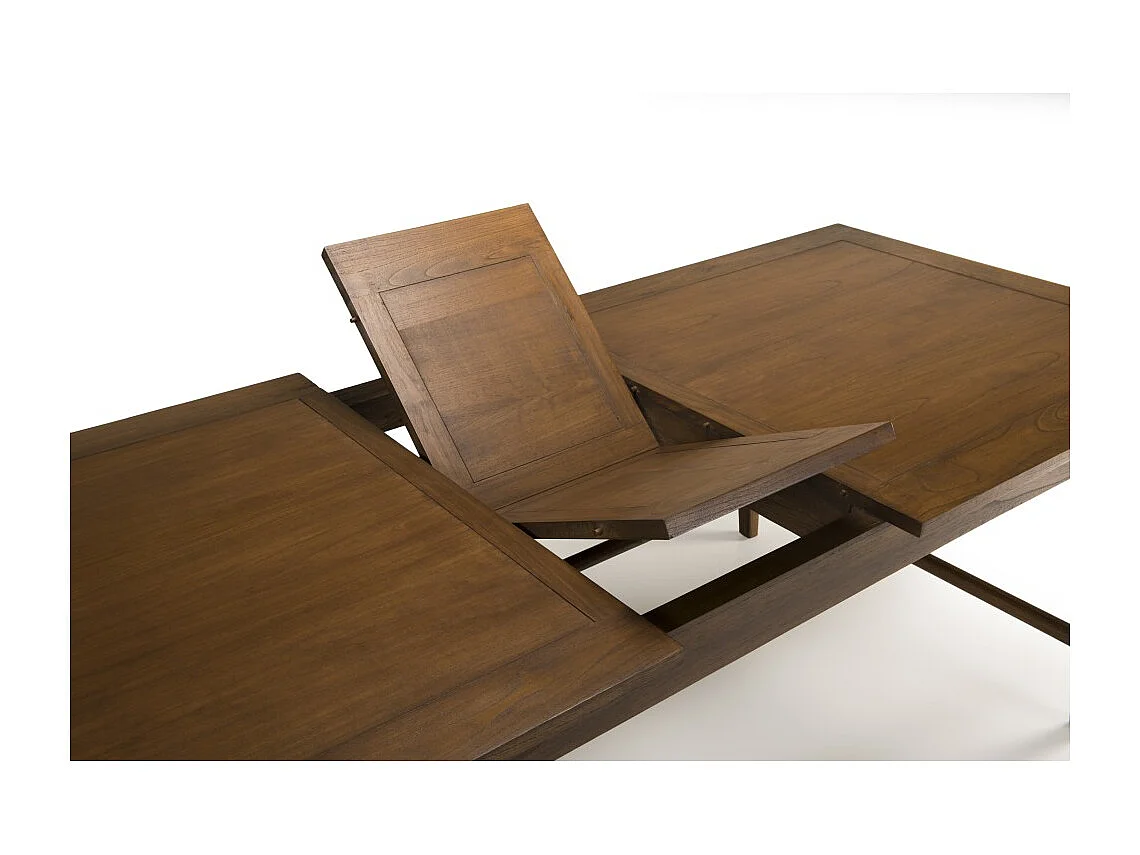 LARA - Table à manger rectangulaire ext. 200/240cm bois Mindi marron