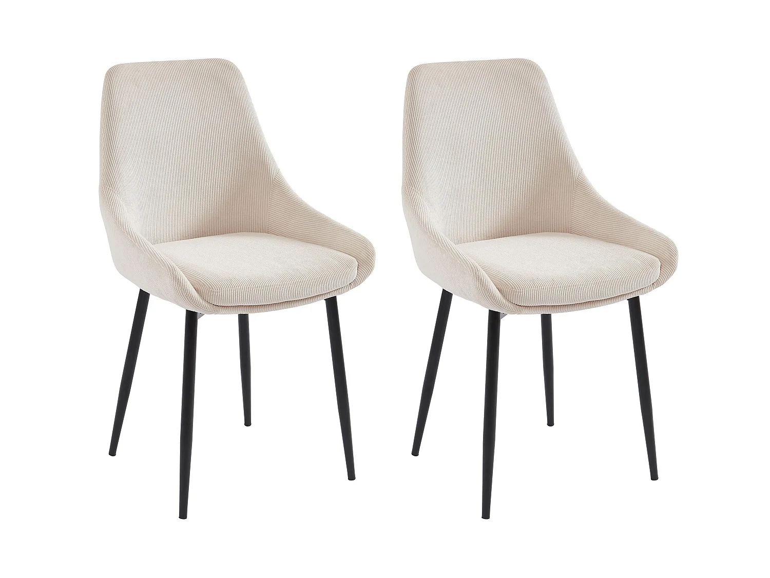 Set van 2 stoelen van ribfluweel en metaal - Crèmewit - MASURIE